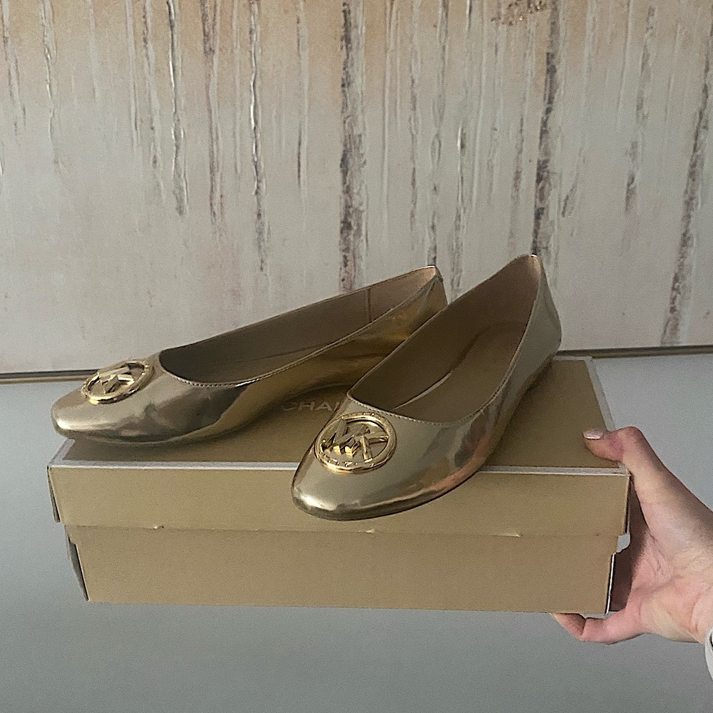MK Gold Ballet Flats